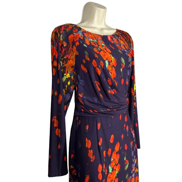 David Meister Faux Wrap Art Print Dress Long Sleeve Event Dinner Date - 6 - Picture 5 of 8